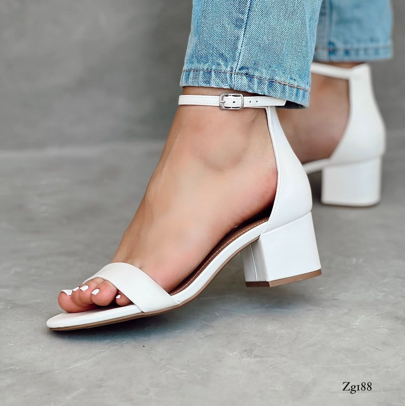 Sandalia blanco tacon 6cm  9593  C-7