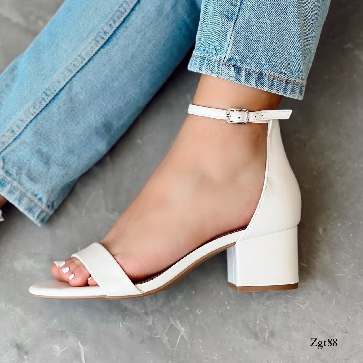 Sandalia blanco tacon 6cm  9593  C-7