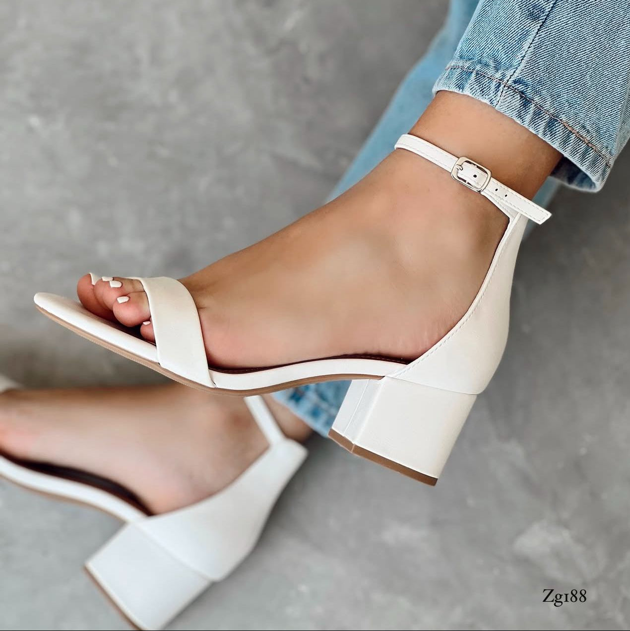 Sandalia blanco tacon 6cm  9593  C-7