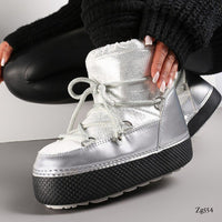 Botin plateado tipo nieve suela 4cm  NB616  C-77