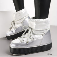 Botin plateado tipo nieve suela 4cm  NB616  C-77