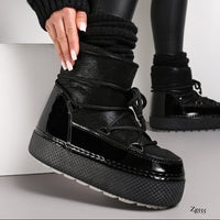 Botin negro tipo nieve suela 4cm  NB616  C-77