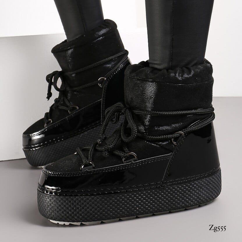 Botin negro tipo nieve suela 4cm  NB616  C-77