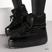 Botin negro tipo nieve suela 4cm  NB616  C-77