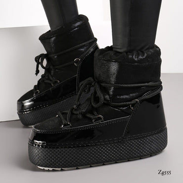 Botin negro tipo nieve suela 4cm  NB616  C-77