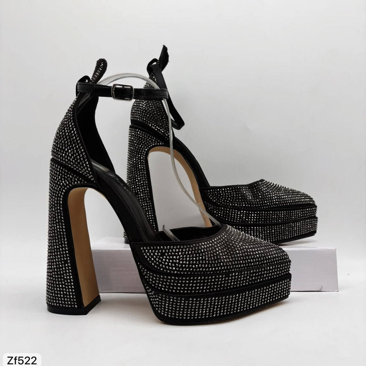 Tacon negro apliques brillantes plataforma 4cm tacon 14cm LD-1167 C2