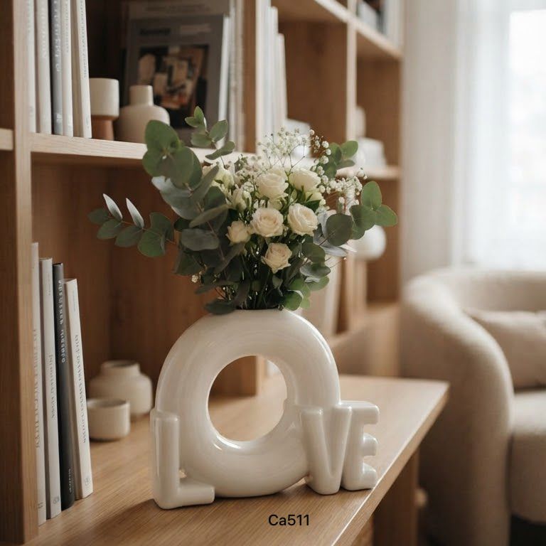 Jarron blanco brillante LOVE  22,5cm* 19cm