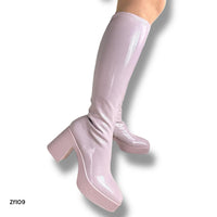 Bota caña alta lila tacon 9cm   Z521  C35