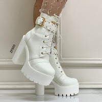 Botin blanco apliques dorados tacon 12cm  169-1  C-3
