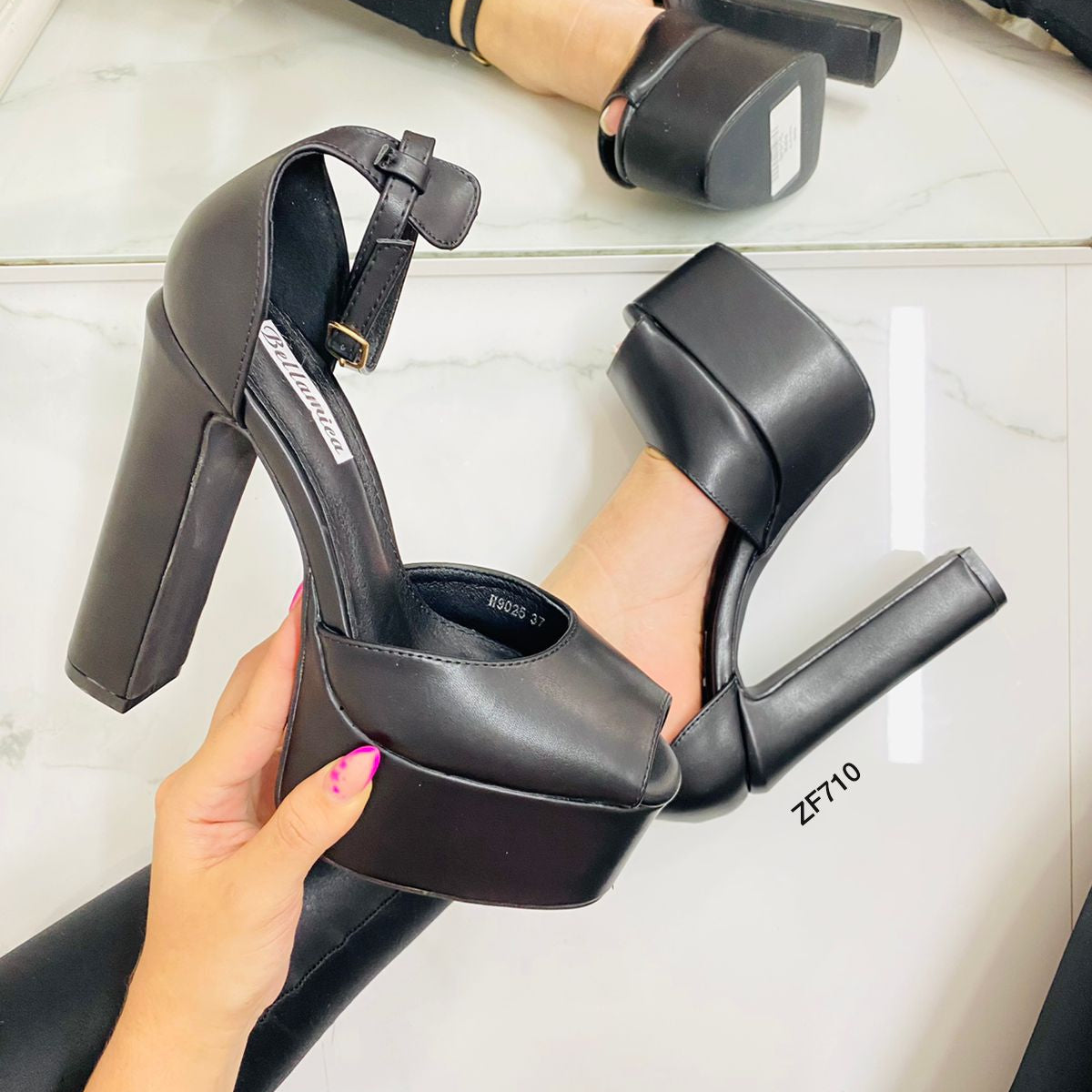 Sandalia negra tacon 14cm  H9025   C-51