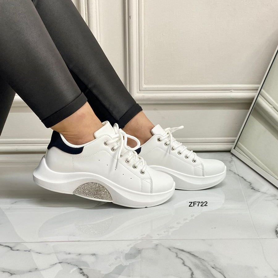 Tenis blanco apliques brillantes negro   9250   C-66
