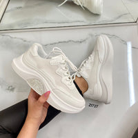 Tenis blanco apliques brillantes suela 3cm  9239   C-66