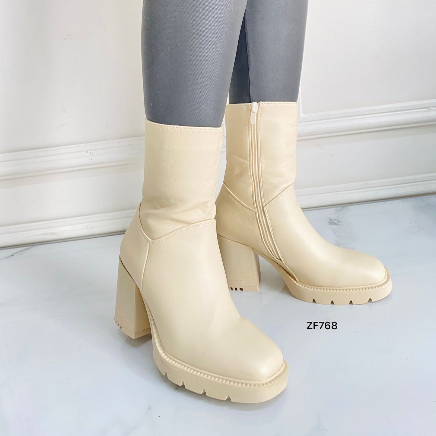 Botin beige tacon 9cm  5652A  C-66
