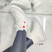 Tenis blanco detalles corazon suela 3cm  PC179   C-69