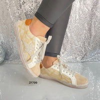 Tenis textura beige apliques suela 2cm  FY0608-1  C-67
