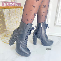 Botin negro taches tacon 10cm  15633  C-65