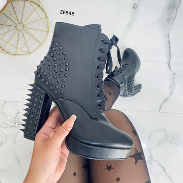 Botin negro taches tacon 10cm  15633  C-65