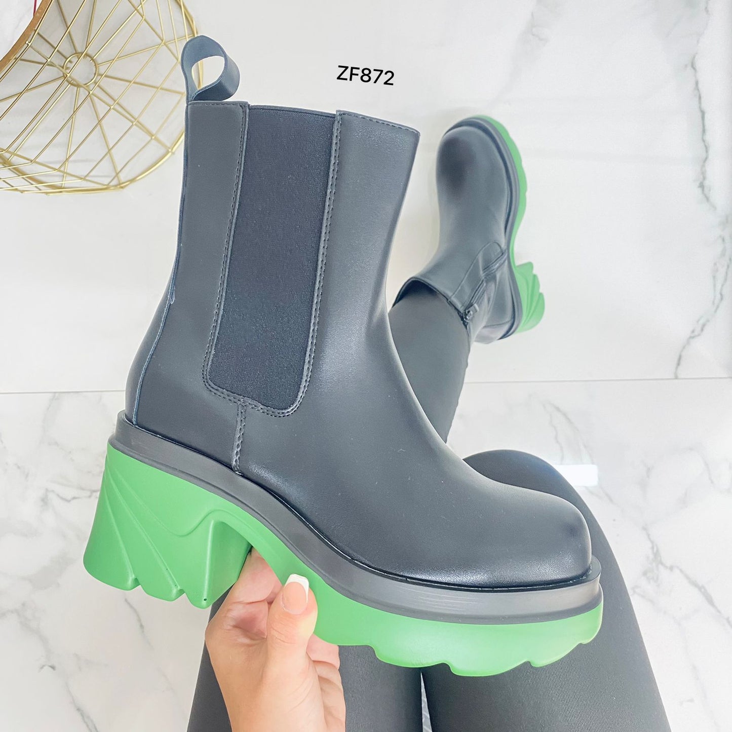 Botin negro suela verde tacon 8cm U9AX18012-1  C-20