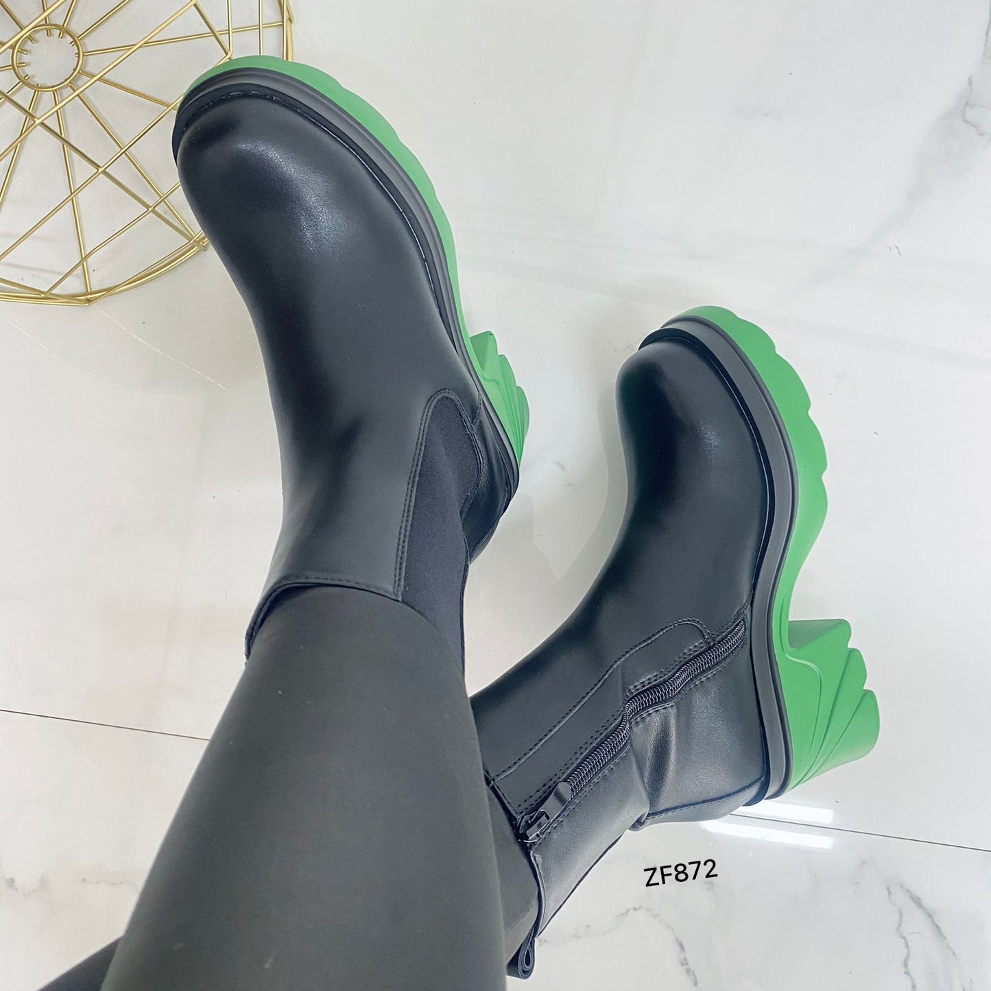 Botin negro suela verde tacon 8cm U9AX18012-1  C-20