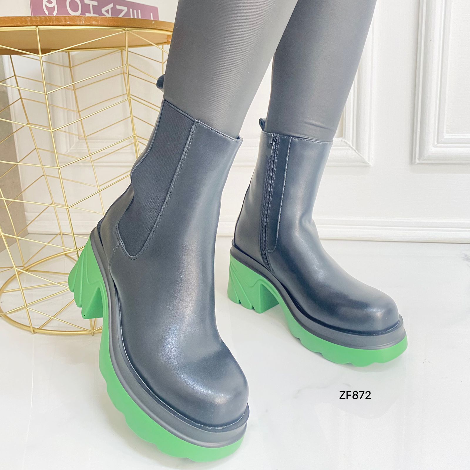 Botin negro suela verde tacon 8cm U9AX18012-1  C-20