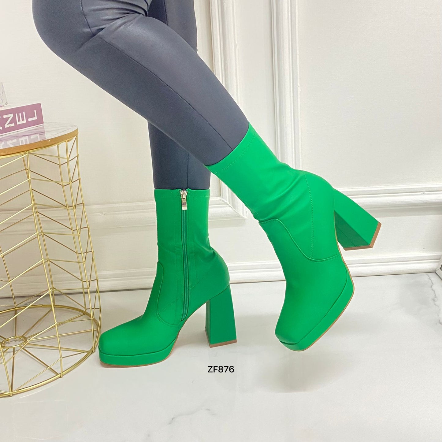 Botin verde tacon 10cm  CLS-221  C-37