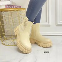 Botin beige aplique plateado suela 5cm  DH78-1    C-38
