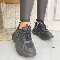 Tenis negro suela 6cm  TNS02#  C-1