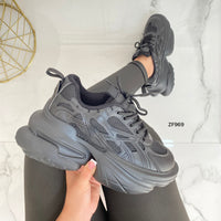 Tenis negro suela 6cm  TNS02#  C-1