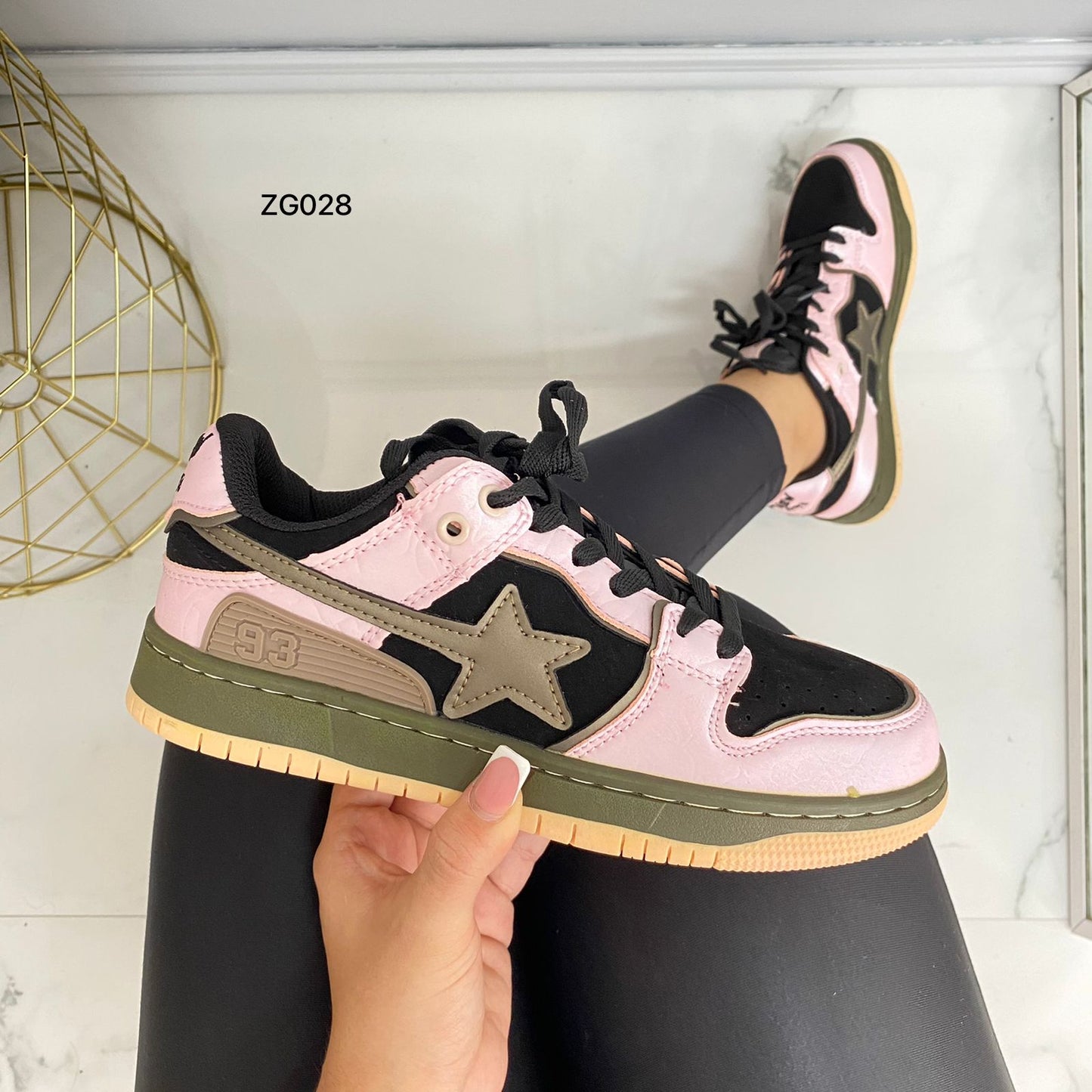 Tenis rosado detalles negro cafe  TN18#  C-1