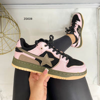 Tenis rosado detalles negro cafe  TN18#  C-1