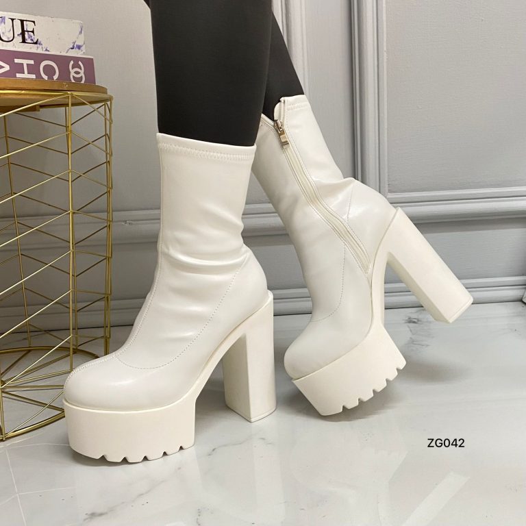 Botin blanco plataforma 5cm tacon 13cm  BT08#  C-1