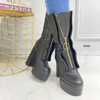 Bota negro cierre frontal tacon 14cm  BOT010C  C-1