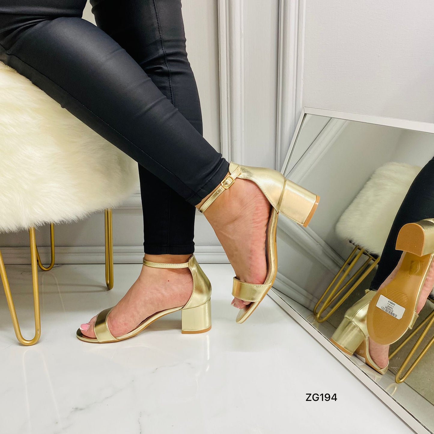 Sandalia dorado tacon 6cm  9593  C-7