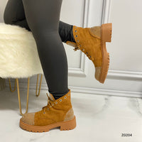 Botin cafe apliques plateado brillantes tacon 4cm  A9529  C-13