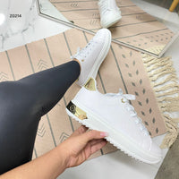 Tenis blanco detalle dorado suela 3cm  SL-1001   C-8