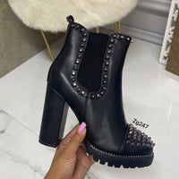 Botin negro apliques puntas plomo tacon 10cm  JL6216  C-19