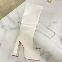 Bota caña alta blanco plataforma 5cm  tacon 14cm  K2934  C-22