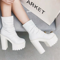 Botin blanco plataforma 5cm tacon 14cm  831-10   C-3