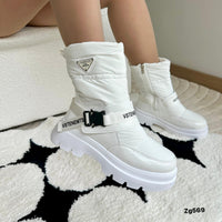 Botin blanco detalles correa suela 4cm   NB613  C-69