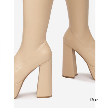 Bota extralarga beige plataforma 5cm tacon 14cm   045   C10
