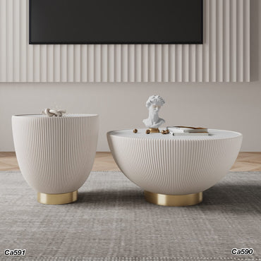 Mesa de policuero grande beige piedra blanco  70cm* 36cm