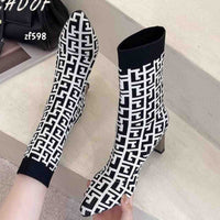 Botin negro/blanco tacon 7cm  BT83  C-1