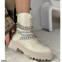 Botin beige cadenas plateadas suela 4cm  U9AX18958-1  C-20