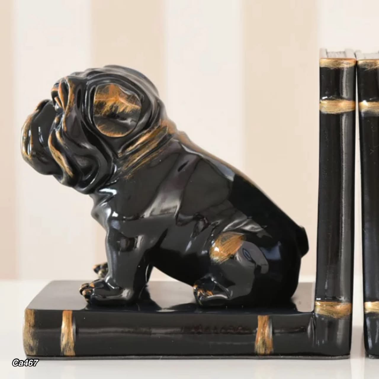 Set dos cuña libros perros bull dog negro 14cm* 11cm* 25cm