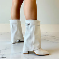 Botin blanco doblez textura tacon 9cm  HX3097-B9370