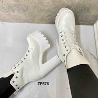Botin blanco apliques plateados tacon 12cm  169-7   C-3