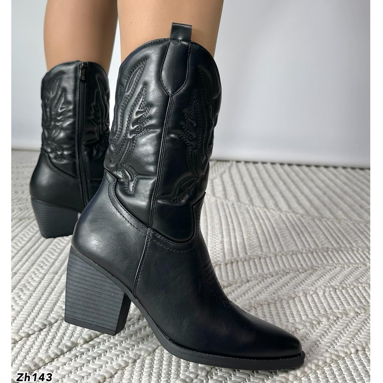 Botin texano negro tacon 7cm   CHC387  C-68