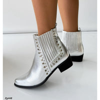 Botin texano plateado apliques tacon 4cm  WC88  C-T