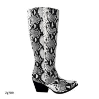 Bota texana textura blanco-negro tacon 7cm  LQ-106  C-83