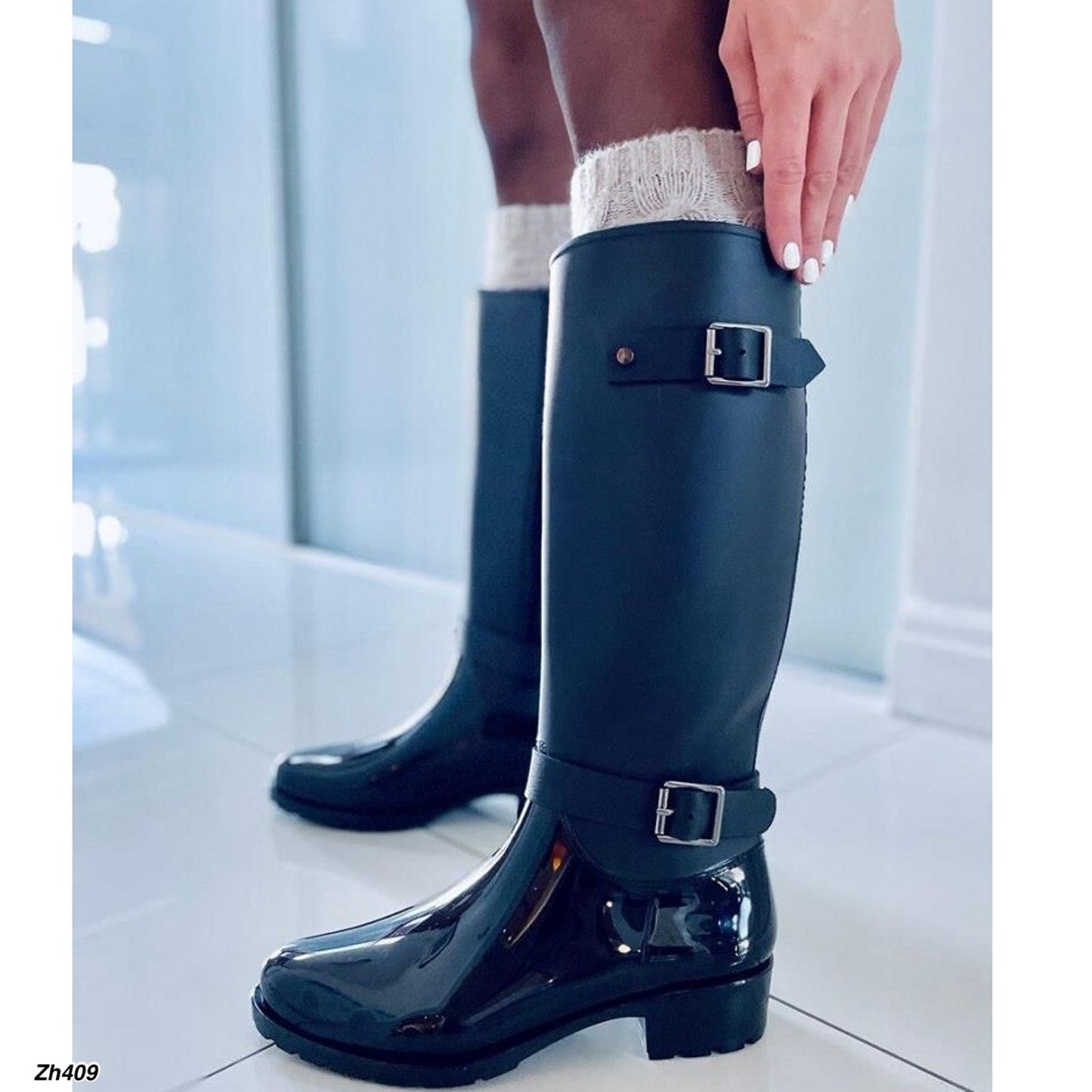 Bota de lluvia negro suela 4cm  52500